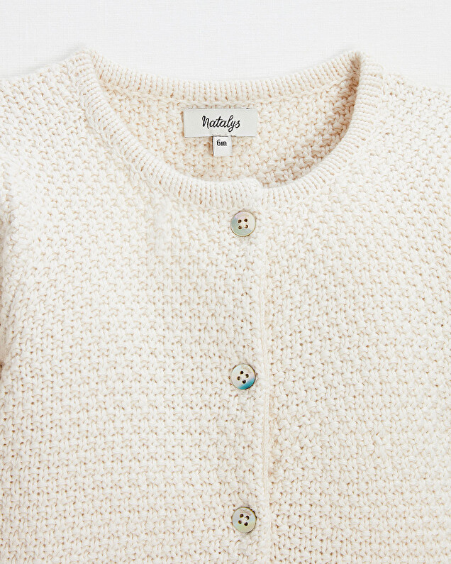 Fancy knit cardigan Ecru color  Natalys