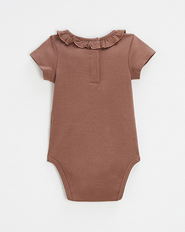 Short-sleeved openwork bodysuit Dark pink color  Natalys