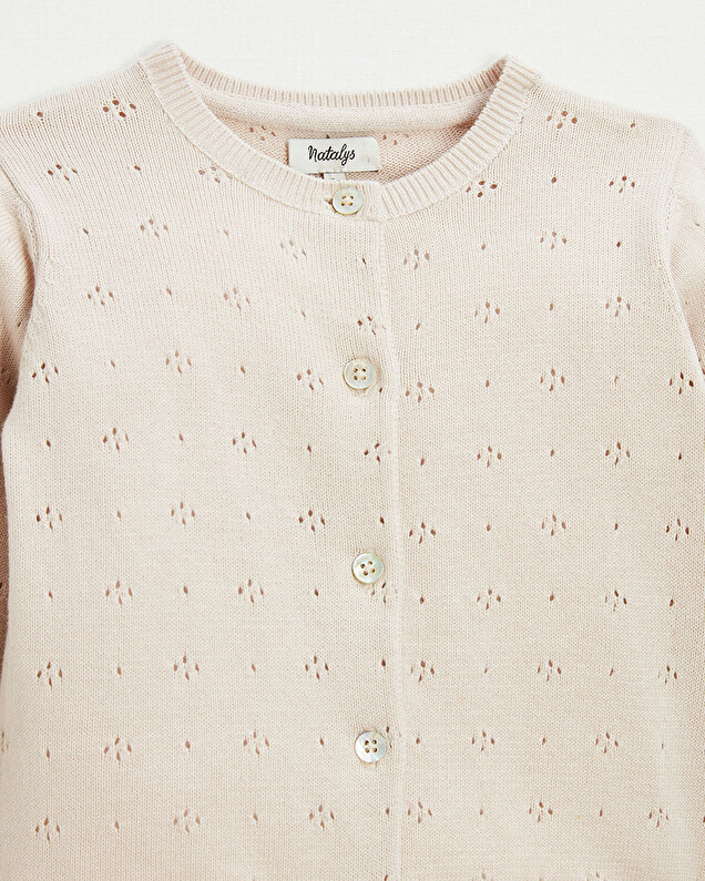 Openwork knit cardigan Pink color  Natalys