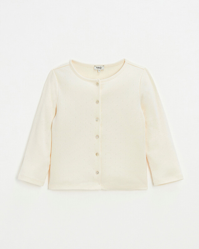 Cotton ribbed cardigan Chalk color  Natalys