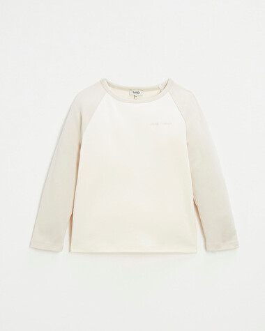 Embroidered two-tone t-shirt Ecru color  Natalys