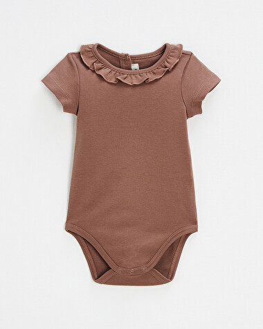 Short-sleeved openwork bodysuit Dark pink color  Natalys