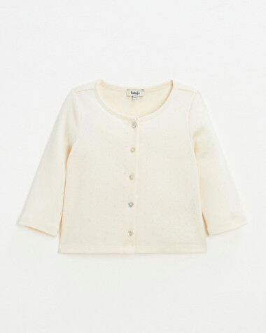 Cotton ribbed cardigan Chalk color  Natalys