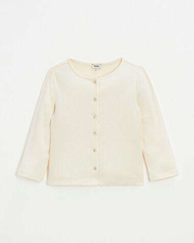 Cotton ribbed cardigan Chalk color  Natalys
