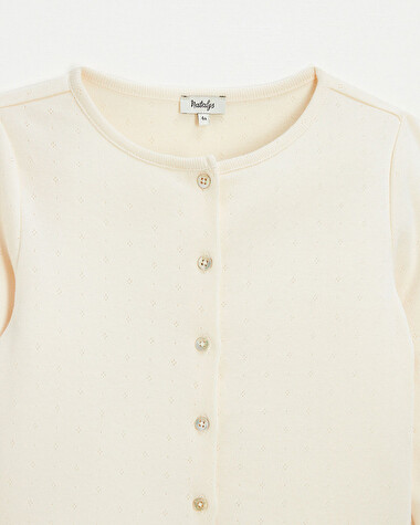 Cotton ribbed cardigan Chalk color  Natalys
