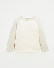 Embroidered two-tone t-shirt Ecru color  Natalys