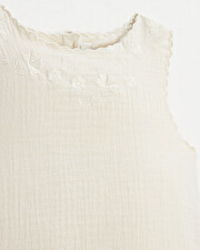 Embroidered sleeveless blouse Natural color Natalys