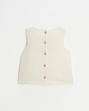 Embroidered sleeveless blouse Natural color Natalys