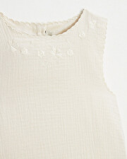 Embroidered sleeveless blouse Natural color Natalys