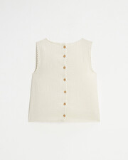 Embroidered sleeveless blouse Natural color Natalys