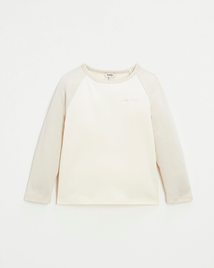 Embroidered two-tone t-shirt Ecru color  Natalys