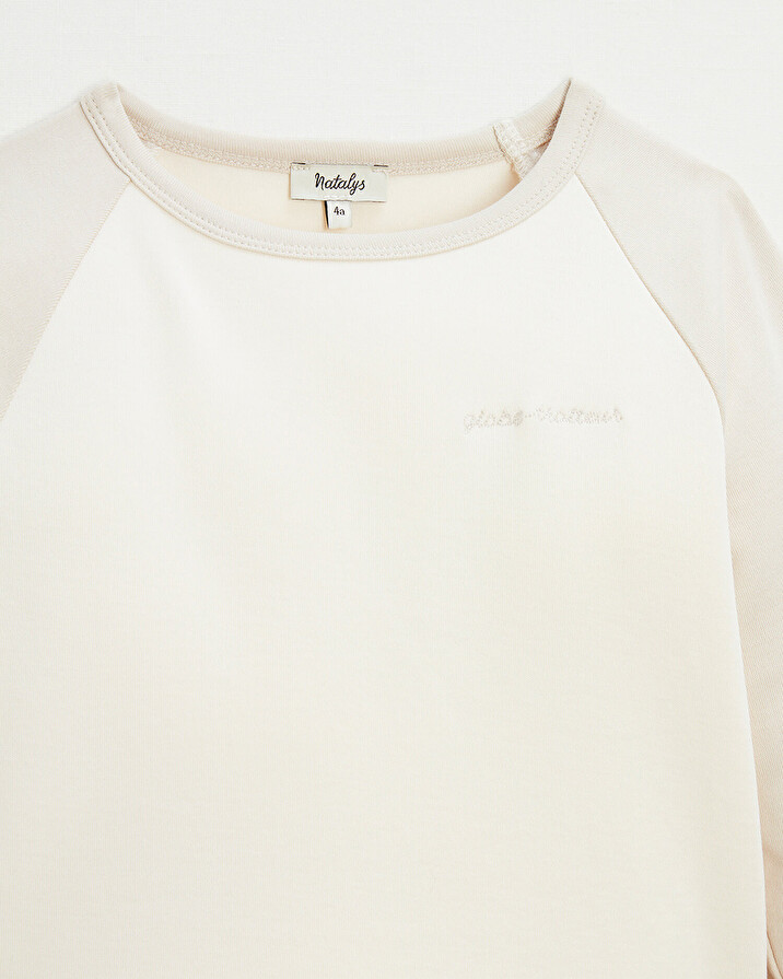 Embroidered two-tone t-shirt Ecru color  Natalys