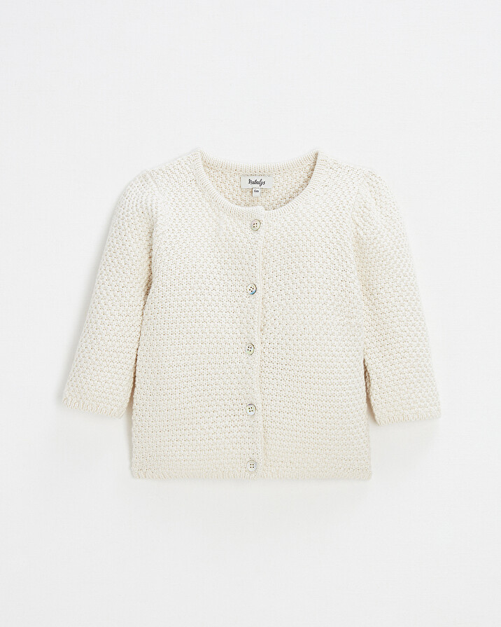 Fancy knit cardigan Ecru color Natalys