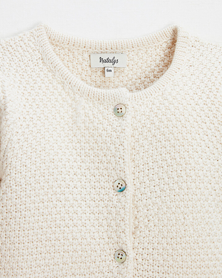Fancy knit cardigan Ecru color Natalys