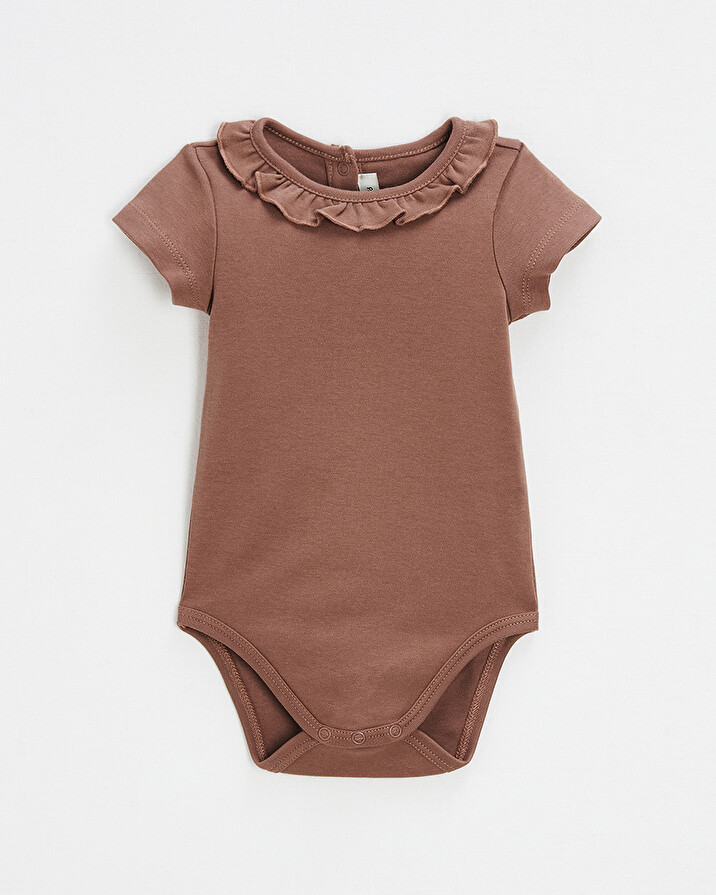 Short-sleeved openwork bodysuit Dark pink color  Natalys