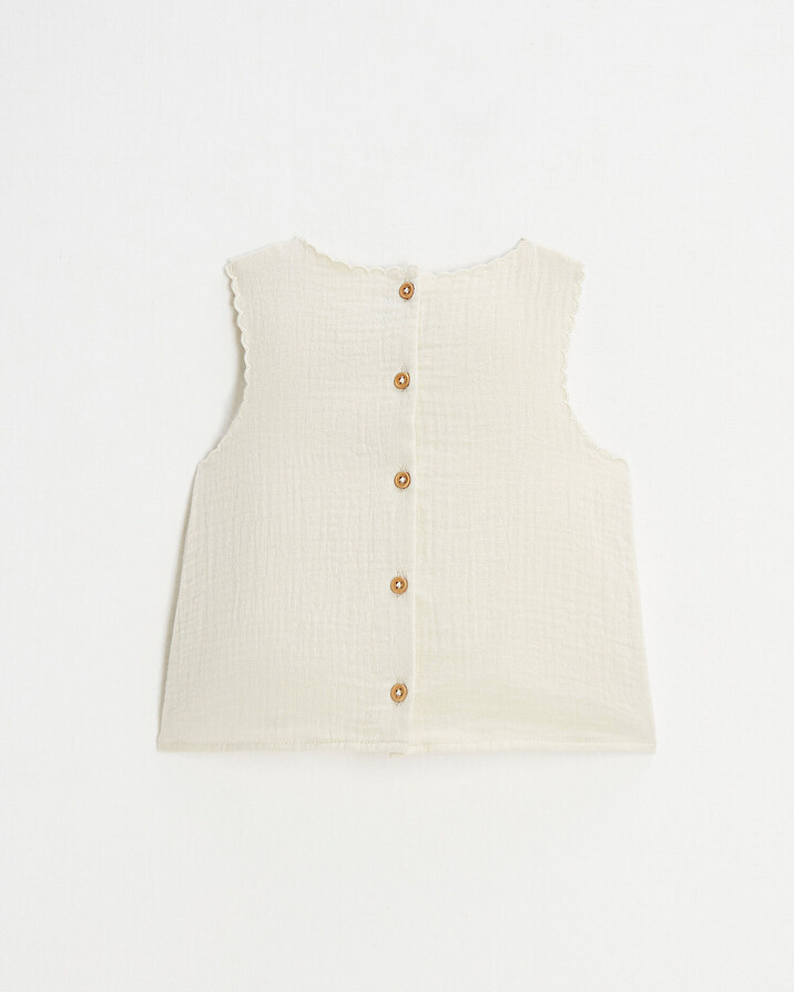 Embroidered sleeveless blouse Natural color Natalys