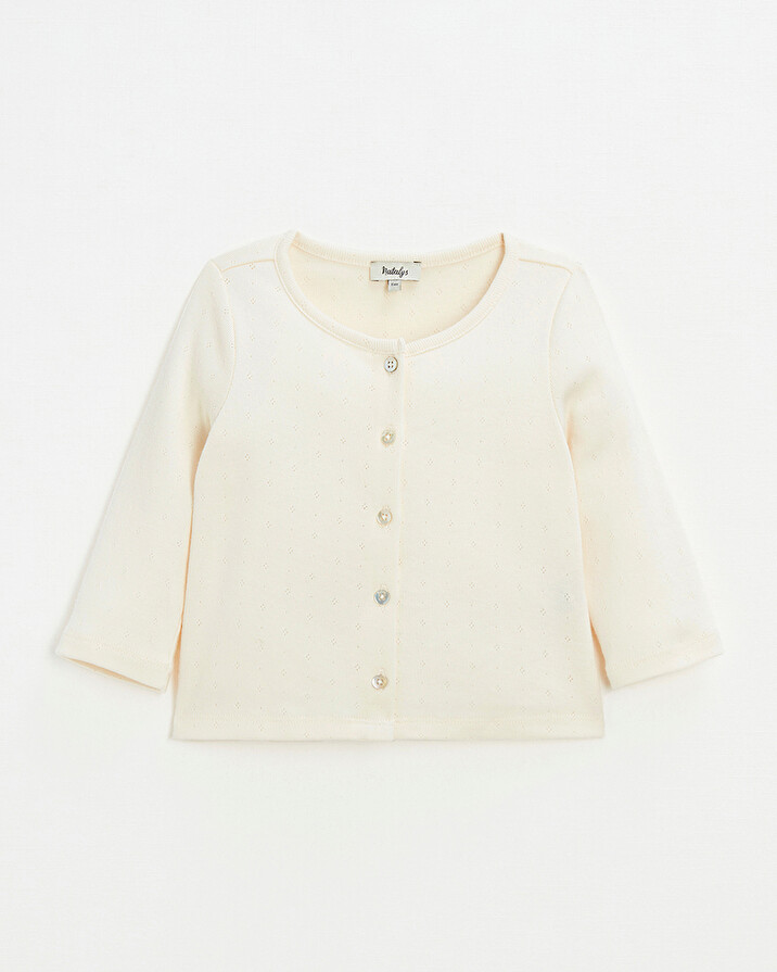 Cotton ribbed cardigan Chalk color Natalys