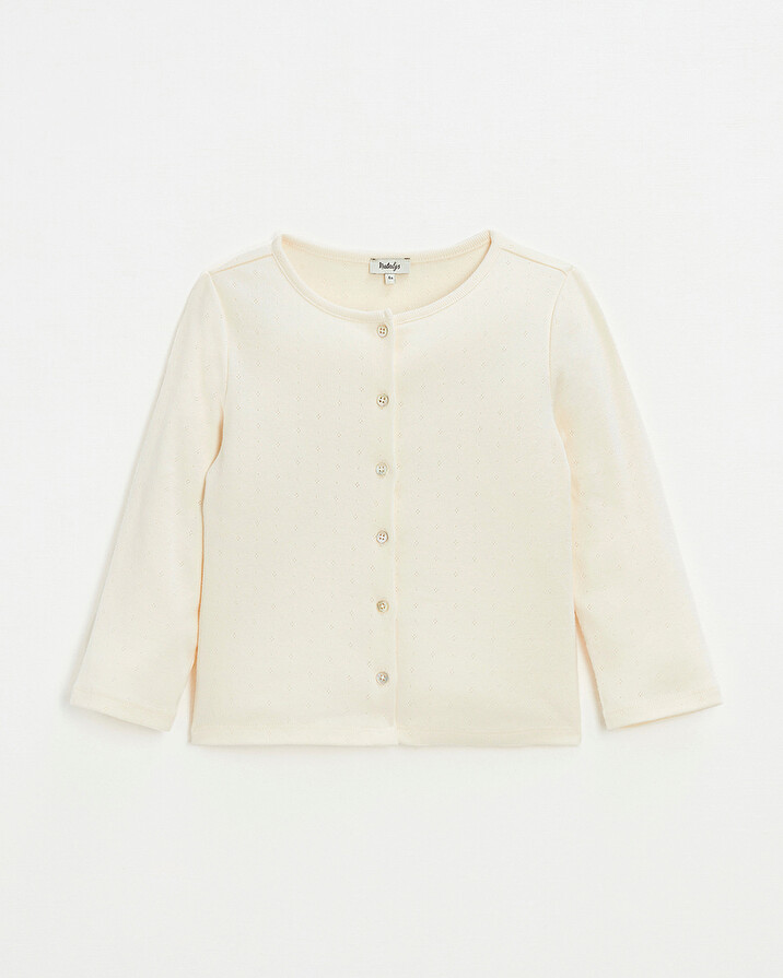 Cotton ribbed cardigan Chalk color Natalys