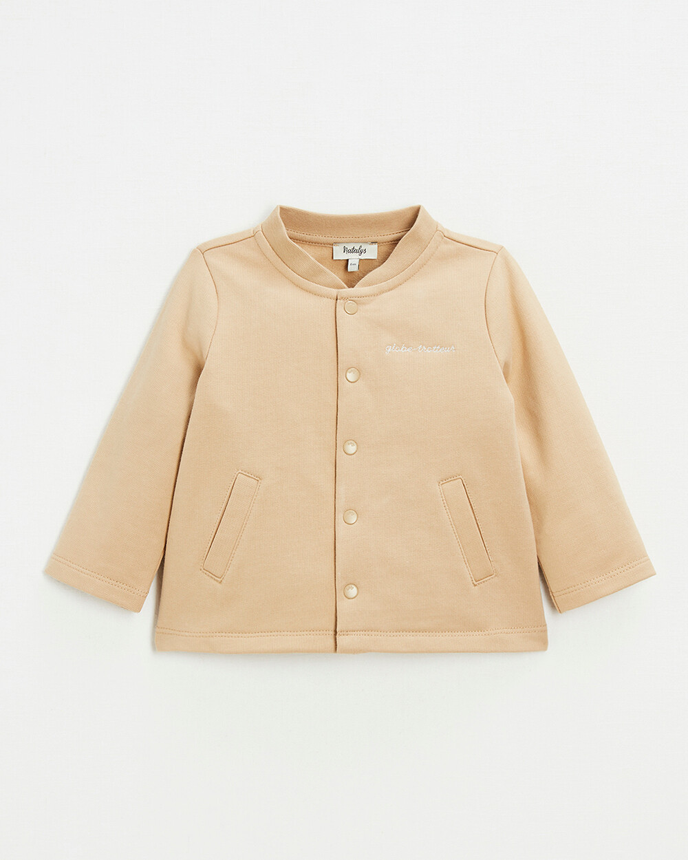 Embroidered fleece vest Camel color Natalys