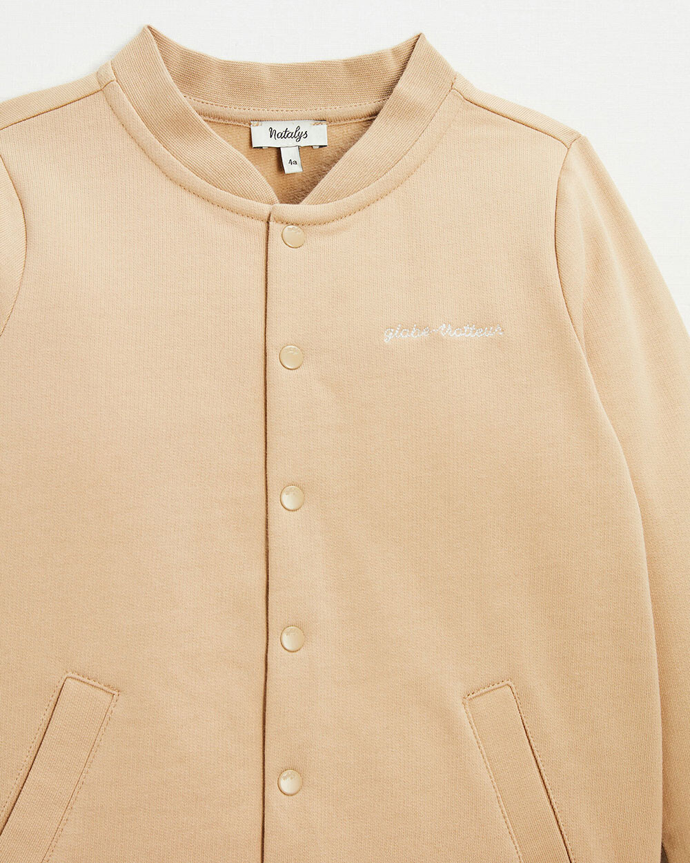 Embroidered fleece vest Camel color Natalys