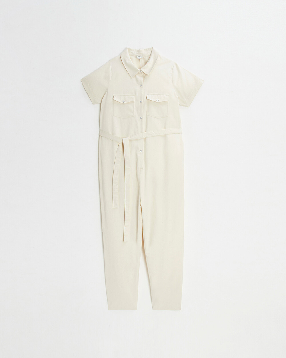 Long twill jumpsuit Beige color  Natalys