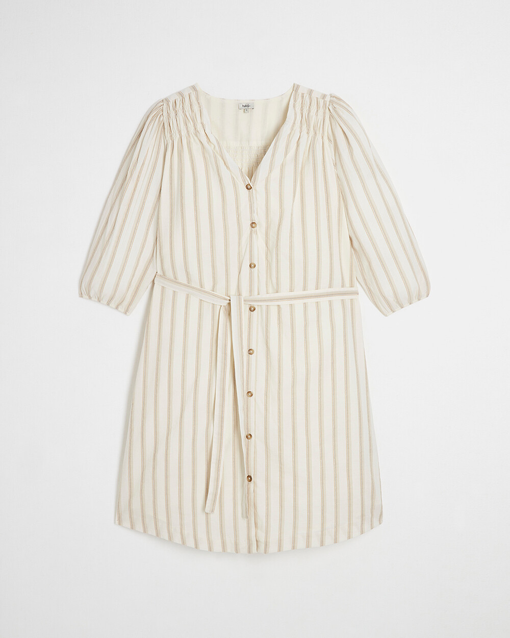 Striped cotton voile dress Ecru color  Natalys