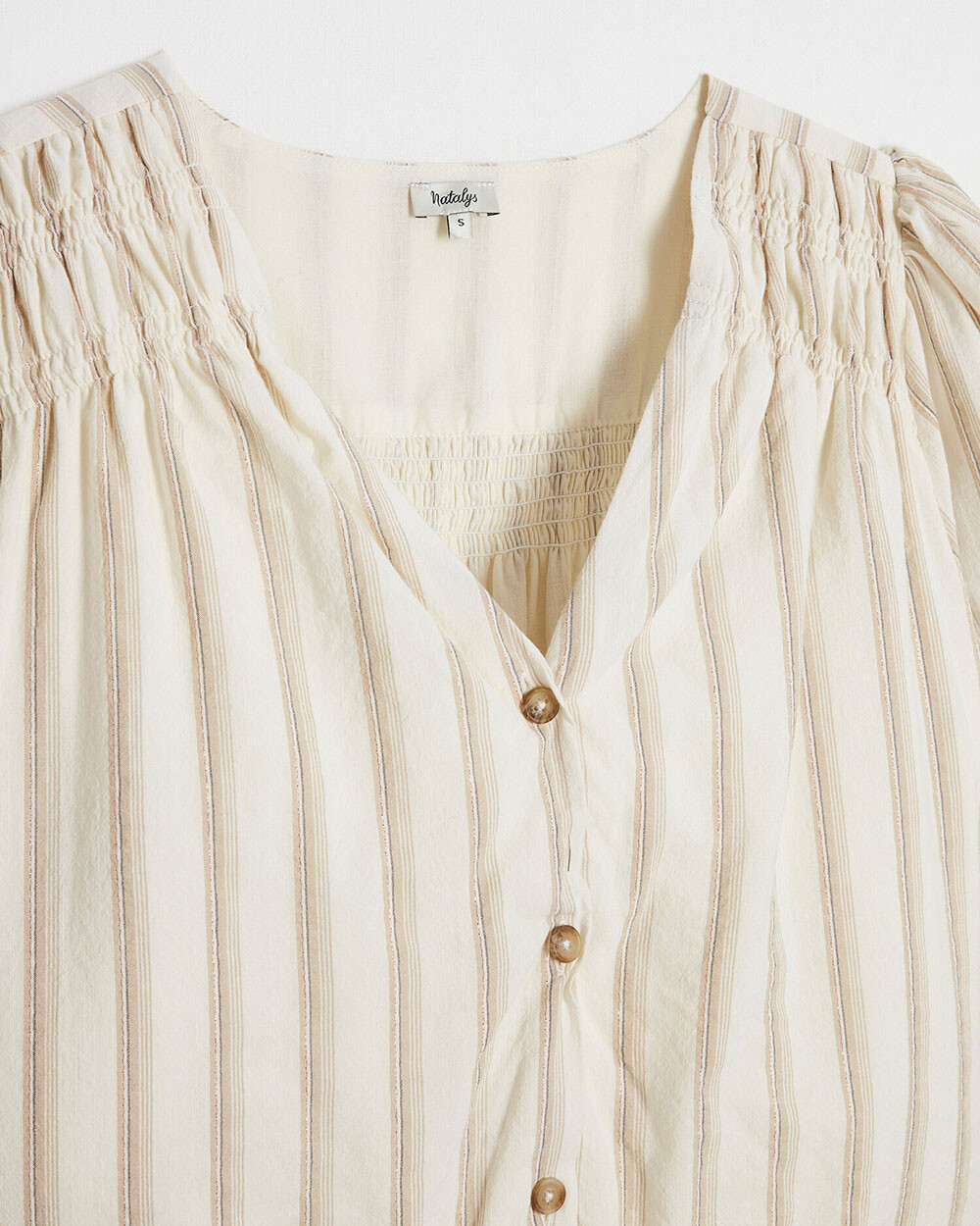 Striped cotton voile dress Ecru color  Natalys