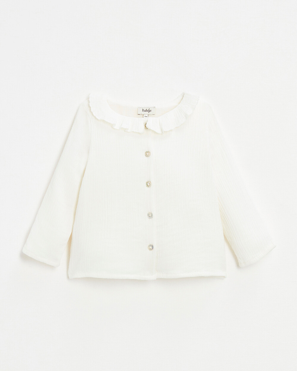 Baby blouse in organic cotton gauze White color Natalys