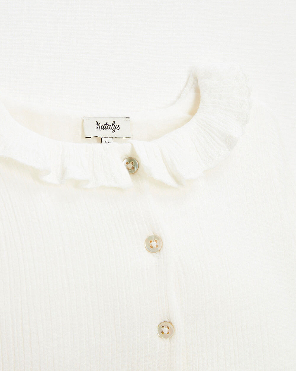 Baby blouse in organic cotton gauze White color Natalys