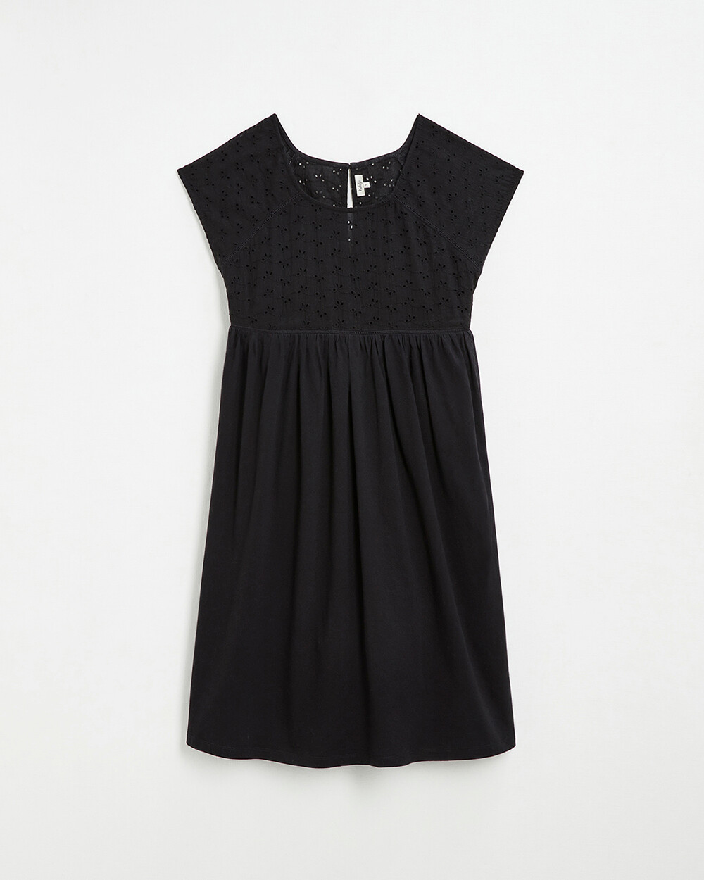 Black dress with English embroidery Black color  Natalys