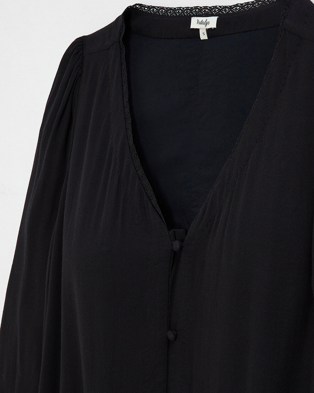 Black viscose dress for maternity and breastfeeding Black color  Natalys