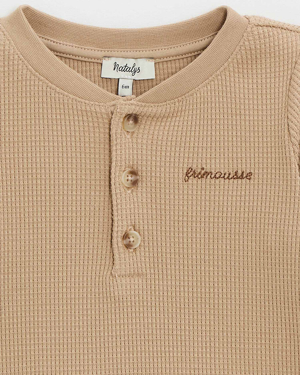 Embroidered long-sleeved t-shirt Caramel color  Natalys