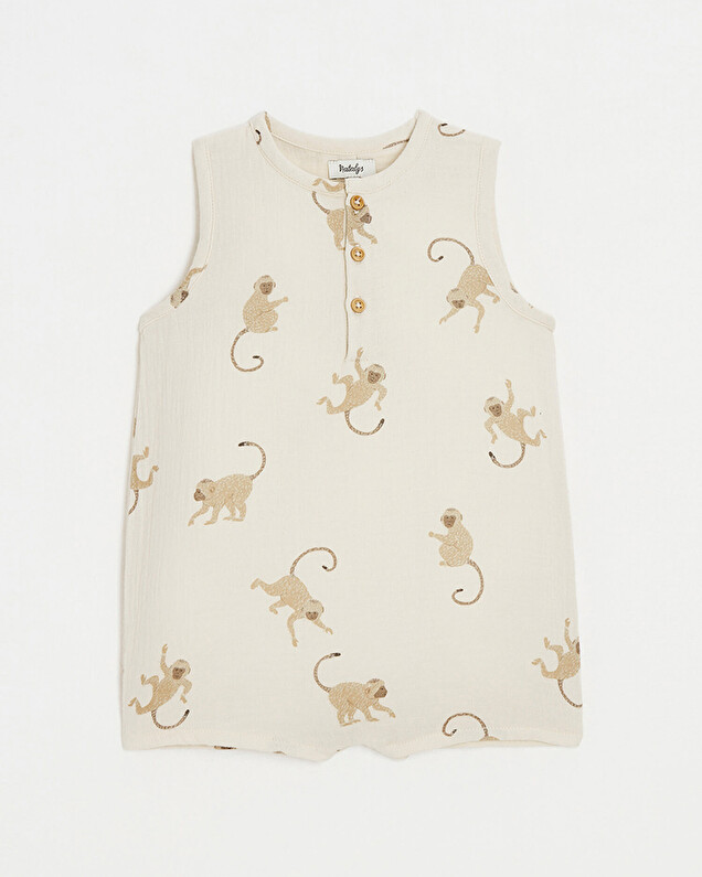 Cotton gauze jumpsuit Monkey print  Natalys
