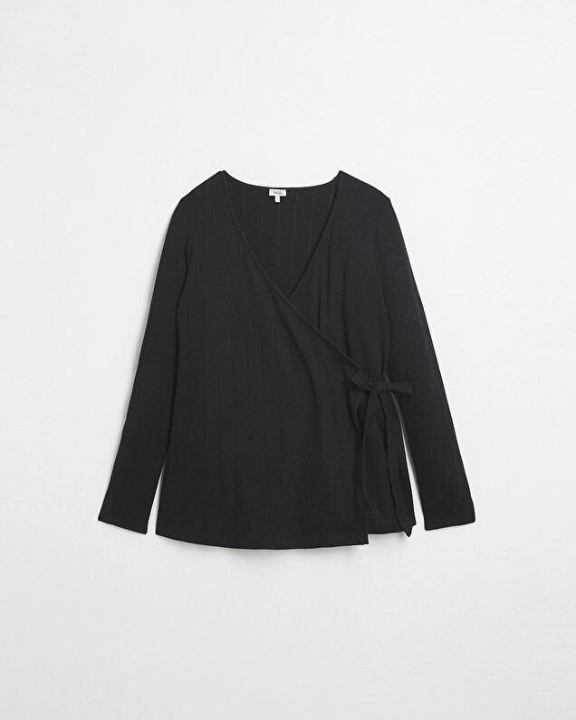 Cotton wrap cardigan Black color  Natalys