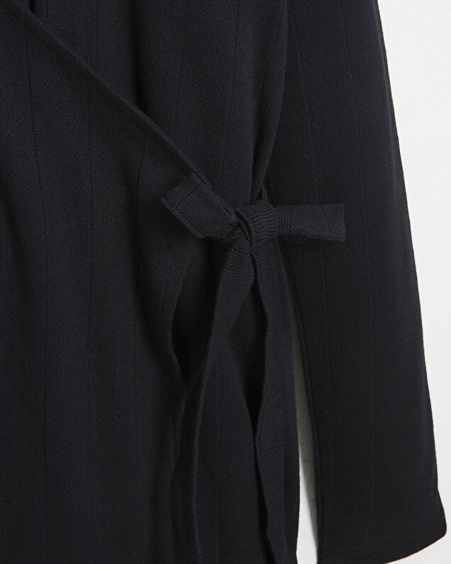 Cotton wrap cardigan Black color  Natalys