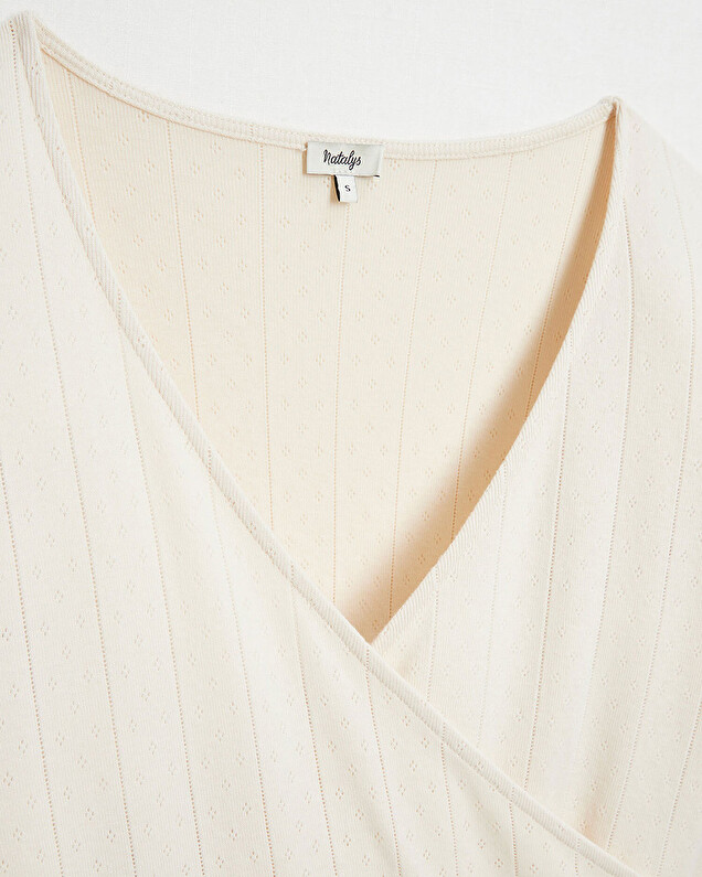 Cotton wrap cardigan Ecru color  Natalys