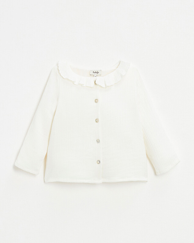 Baby blouse in organic cotton gauze White color  Natalys