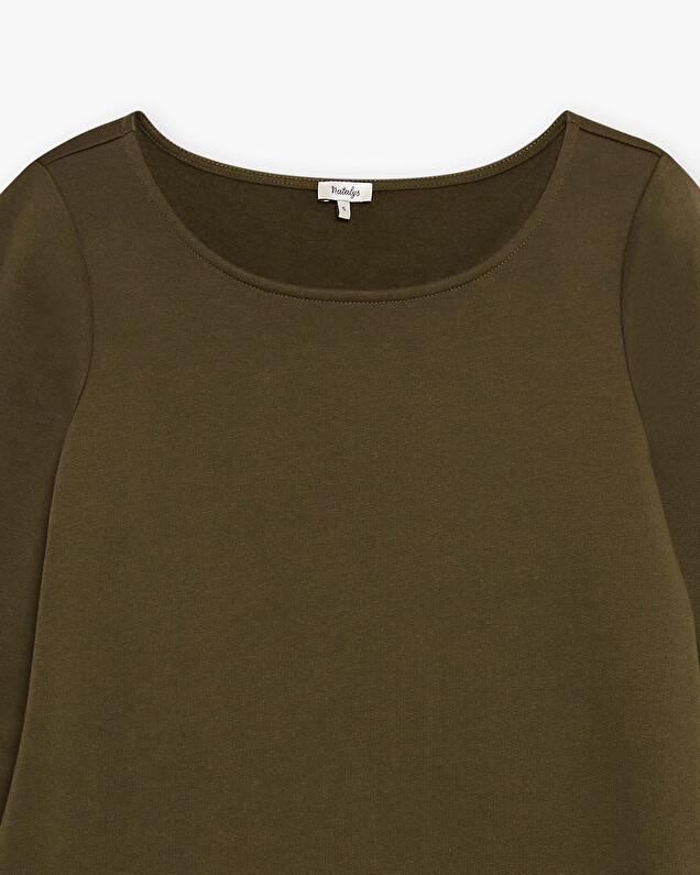 Khaki fleece straight dress Khaki color  Natalys