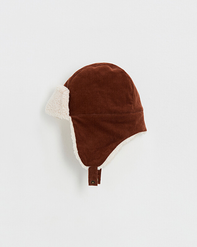 Corduroy chapka Brick color  Natalys