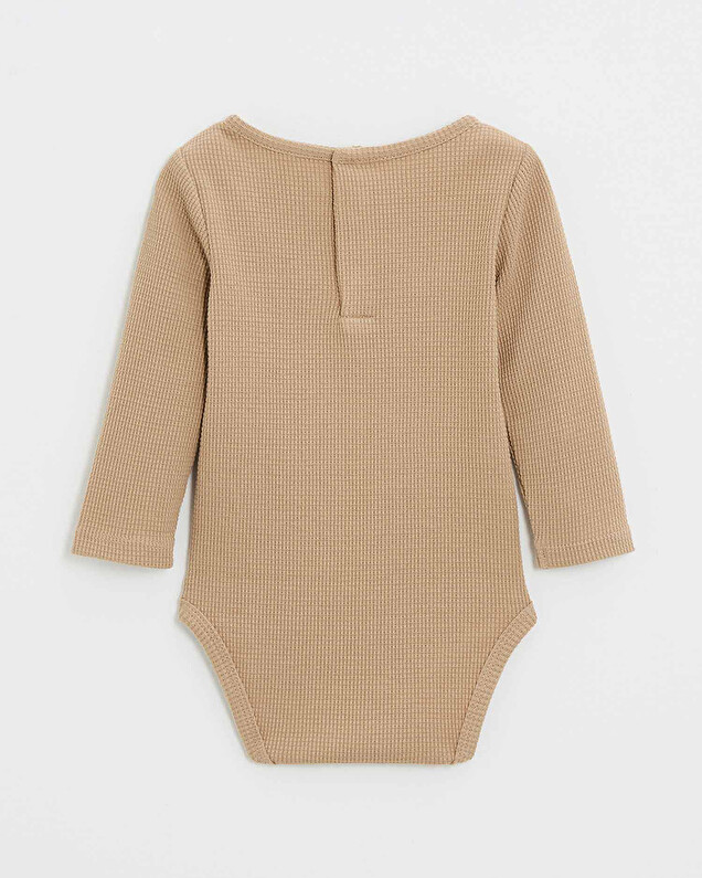 Embroidered long-sleeved bodysuit Caramel color  Natalys