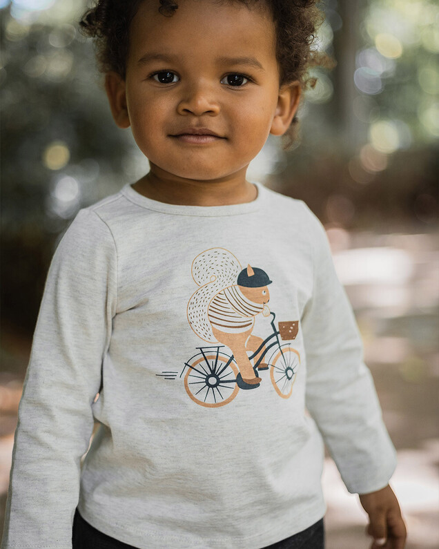 Animated long-sleeved t-shirt Heather beige color  Natalys