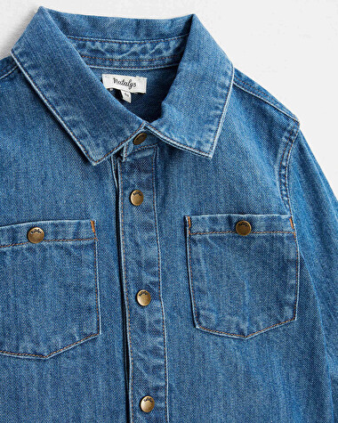 Long sleeve denim shirt Blue color  Natalys
