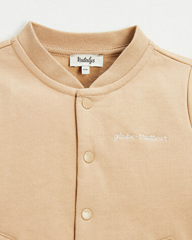 Embroidered fleece vest Camel color  Natalys