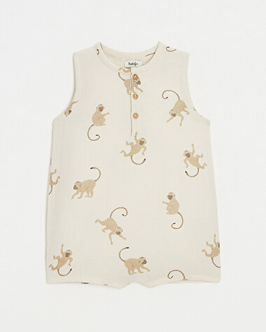 Cotton gauze jumpsuit Monkey print  Natalys