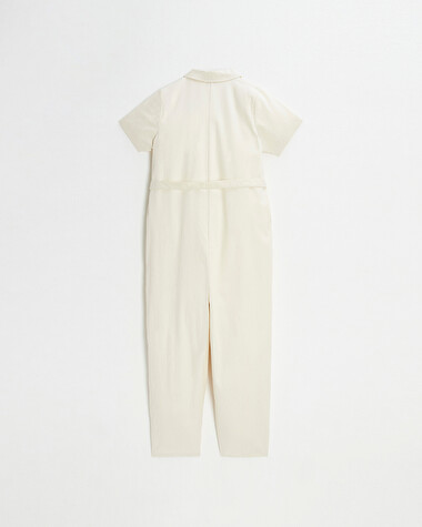 Long twill jumpsuit Beige color  Natalys