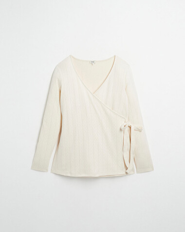 Cotton wrap cardigan Ecru color  Natalys