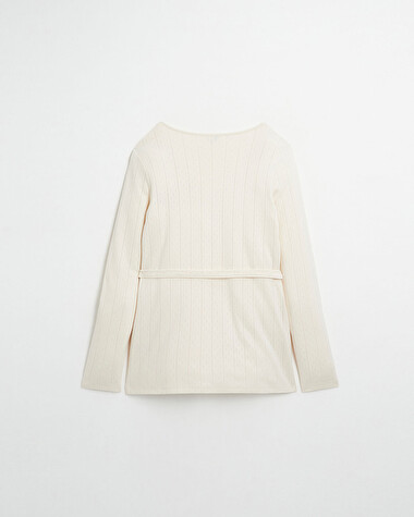 Cotton wrap cardigan Ecru color  Natalys