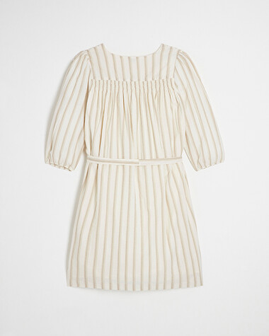 Striped cotton voile dress Ecru color  Natalys