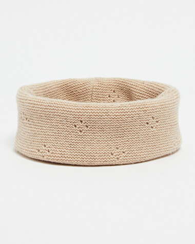 Openwork knit snood Heather beige color  Natalys