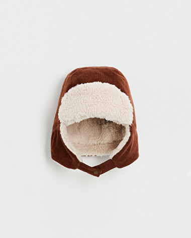 Corduroy chapka Brick color  Natalys